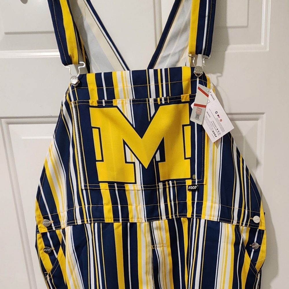 Men's 2XL University of Michigan Wolverines Hyper Stripe Bib Overalls